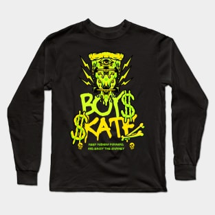 Ghoulish Grinds: Boys Skate Halloween Skateboarding Long Sleeve T-Shirt